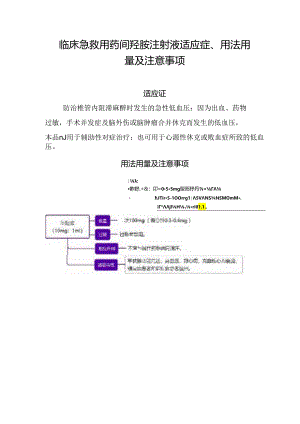 临床急救用药间羟胺注射液适应症、用法用量及注意事项.docx