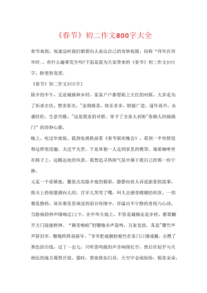 《春节》初二作文800字大全.docx
