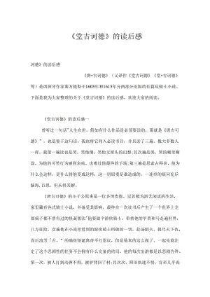《堂吉诃德》的读后感.docx