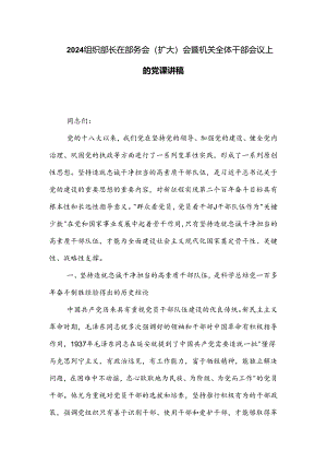 2024组织部长在部务会（扩大）会暨机关全体干部会议上的党课讲稿.docx