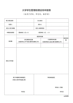 大学学生管理助理设岗申报表1.docx