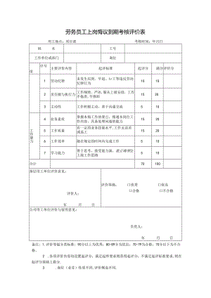 劳务员工上岗协议到期考核评价表.docx