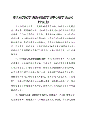 市长在理论学习中心组学习会议上的汇报发言.docx