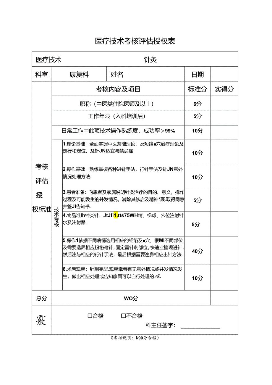 （针灸）医疗技术考核评估授权表.docx_第1页