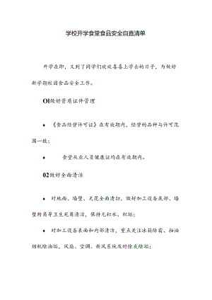 学校开学食堂食品安全自查清单.docx