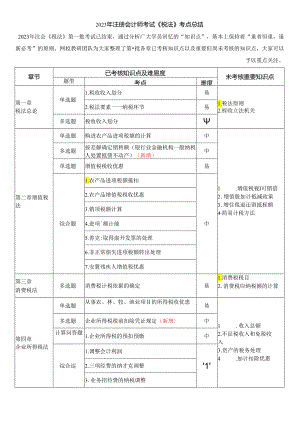 2023年注册会计师考试《税法》考点总结 （第1批）.docx