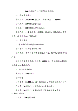 XXX村集体资金支付审议会议记录.docx