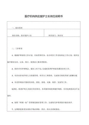 医疗机构供应室护士长岗位说明书.docx