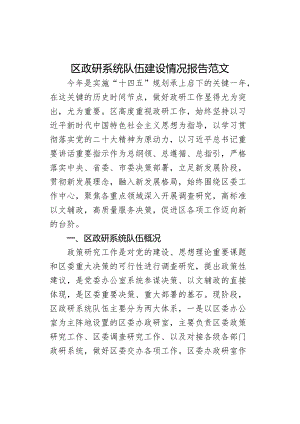 区政研系统队伍建设情况报告工作汇报总结.docx