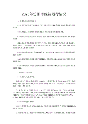 2023年汾阳市经济运行情况.docx