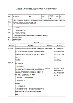 人民版综合实践活动劳动与技术八上 2.3 芦荟 教学设计.docx