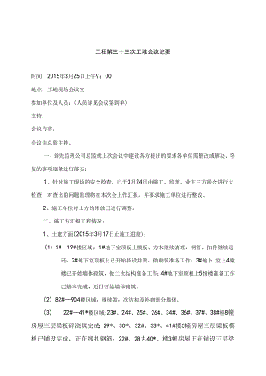 [监理资料]工程第033次工地会议纪要.docx