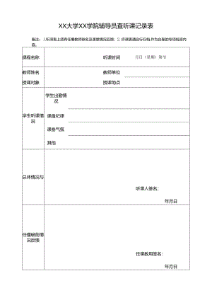 XX大学XX学院辅导员查听课记录表.docx