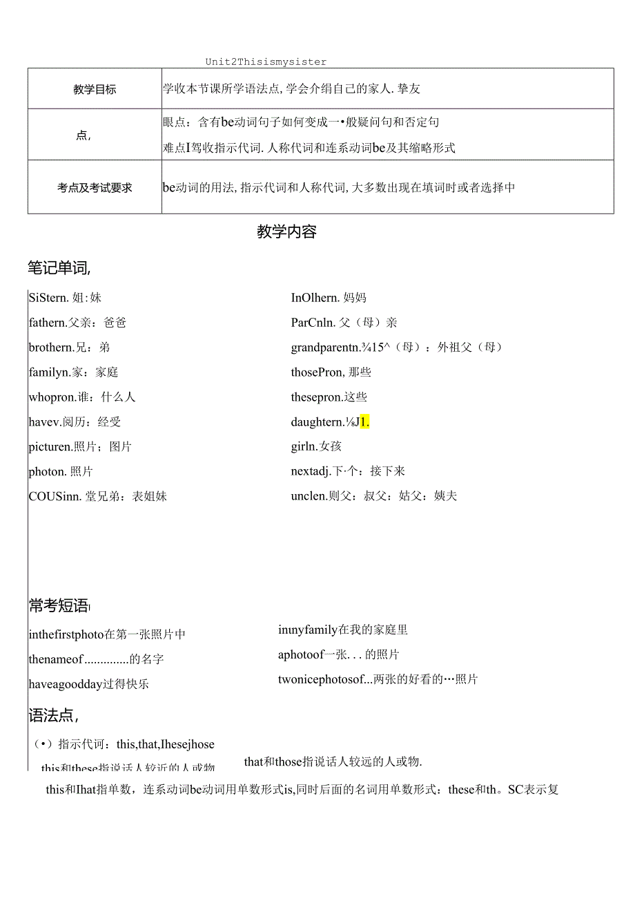 unit2-this-is-my-sister重要知识点及练习题.docx_第1页