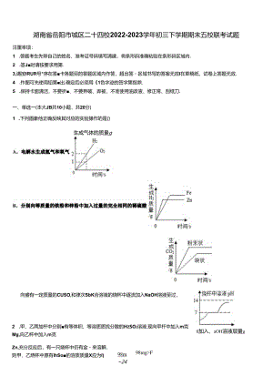 湖南省岳阳市城区二十四校2022-2023学年初三下学期期末五校联考试题含解析.docx