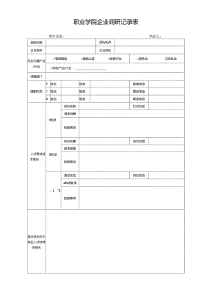 职业学院企业调研记录表.docx