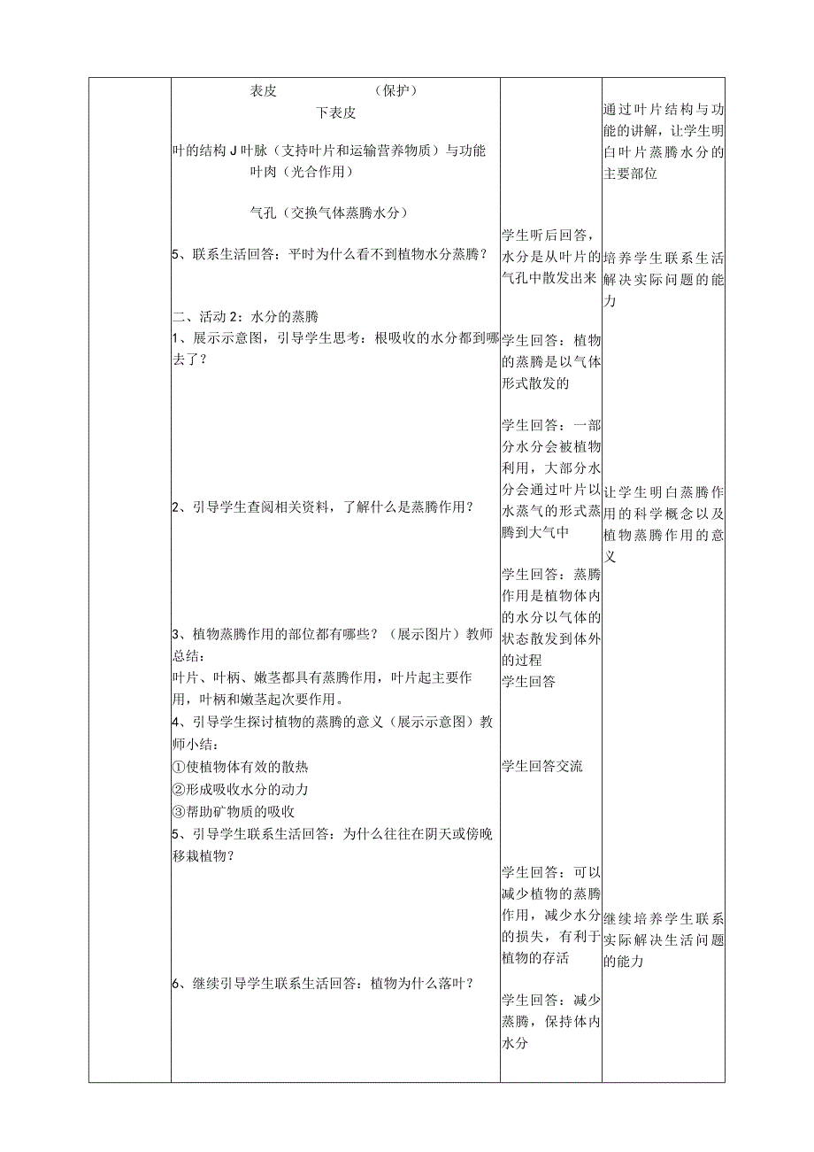 小学科学粤教版5年级上册1.5《叶会蒸腾水分吗》教学设计.docx_第2页