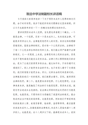 致远中学法制副校长讲话稿.docx