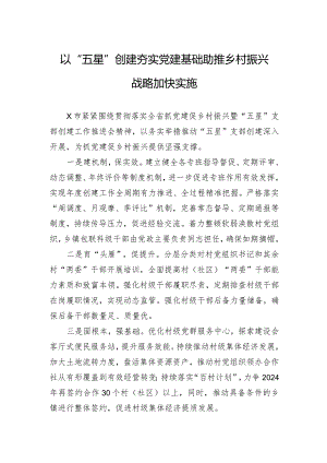 以“五星”创建夯实党建基础+助推乡村振兴战略加快实施.docx