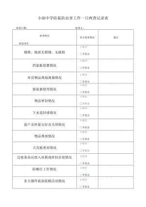 小庙中学防鼠防虫害工作一日两查记录表.docx