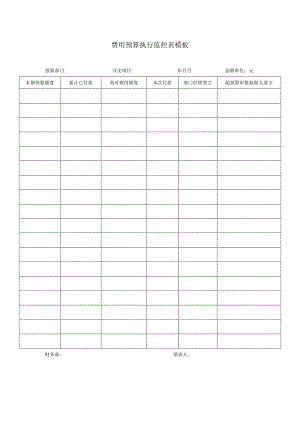 费用预算执行监控表模板.docx