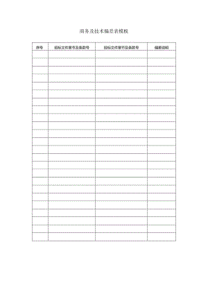 商务及技术偏差表模板.docx