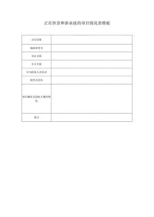 正在供货和新承接的项目情况表模板.docx