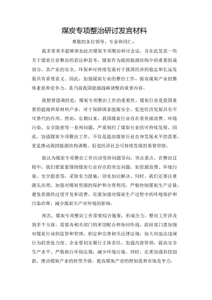煤炭专项整治研讨发言材料.docx