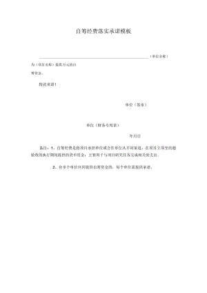 自筹经费落实承诺模板.docx