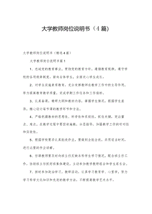 大学教师岗位说明书（4篇）.docx