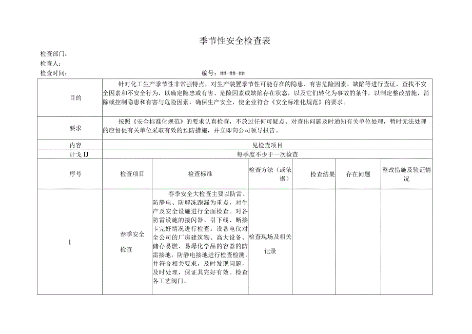 季节性安全检查表格.docx_第1页