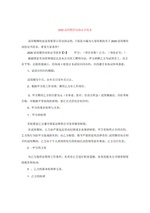 2024试用期劳动协议书例文.docx