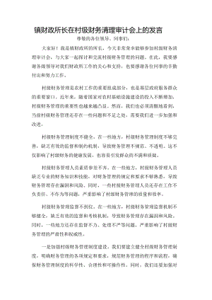 镇财政所长在村级财务清理审计会上的发言.docx