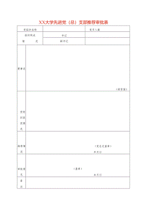 先进党（总）支部推荐审批表模板.docx