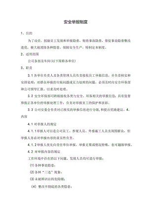 公司安全举报及奖惩制度.docx