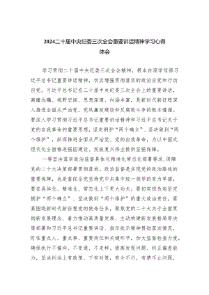 (六篇)二十届中央纪委三次全会重要讲话精神学习心得体会范文.docx