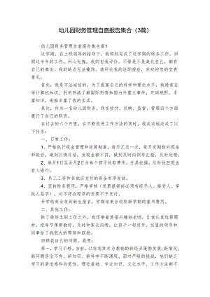 幼儿园财务管理自查报告集合（3篇）.docx