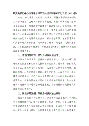 镇党委书记中心组理论学习关于弘扬法治精神研讨发言.docx