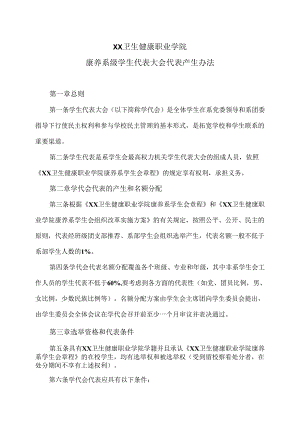 XX卫生健康职业学院康养系级学生代表大会代表产生办法（2024年）.docx
