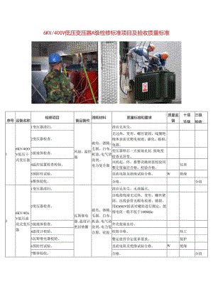低压变压器A级检修标准项目及验收质量标准.docx