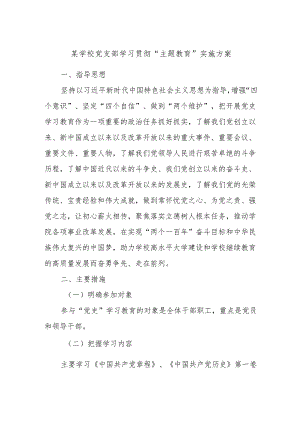 某学校党支部学习贯彻“主题教育”实施方案.docx