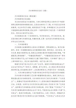 汽车维修培训总结（3篇）.docx