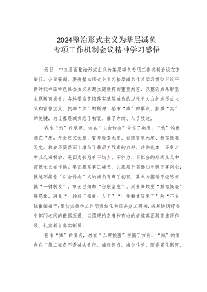 2024整治形式主义为基层减负专项工作机制会议精神学习感悟.docx