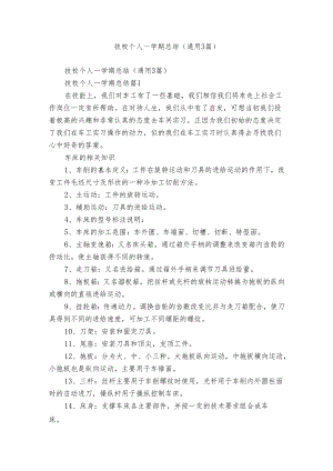 技校个人一学期总结（通用3篇）.docx