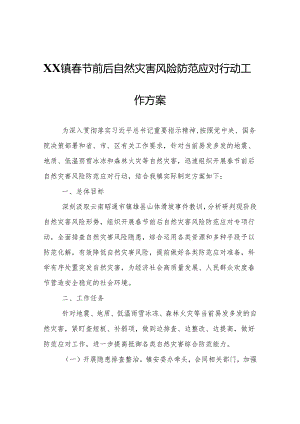 XX镇春节前后自然灾害风险防范应对行动工作方案.docx
