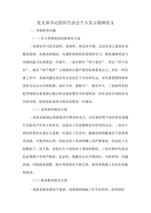 党支部书记组织生活会个人发言提纲范文.docx