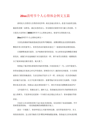 20xx清明节个人心得体会例文五篇.docx
