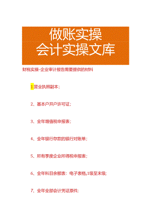 财税实操-企业审计报告需要提供的材料.docx