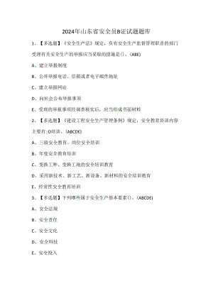 2024年山东省安全员B证试题题库.docx
