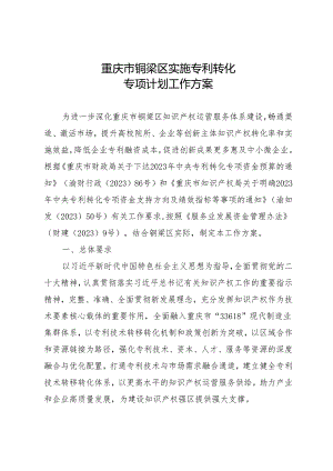 重庆市铜梁区实施专利转化专项计划工作方案.docx